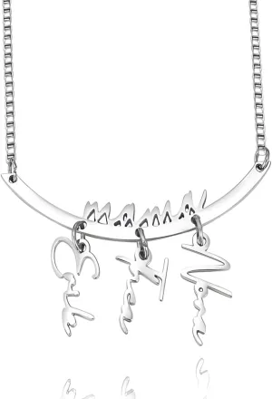 Personalized Mama Necklace Custom 1 2 3 4 5 6 7 Family Name Mother Daughter Necklace for Mom Women Mothers Day Customized Jewelry Gifts Grandma Necklaces with Names Mom Daughters Pendant