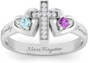 Personalized Promise Rings For HerCustom Couples Name Ring W/ 2 Simulated BirthstonesMother Rings- Stunning Sterling Silver Engagement And Wedding BandsValentine's Day Gift For Women. Sparkling Cubic