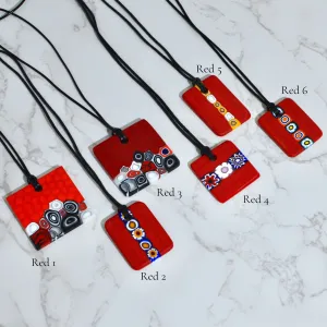 Piastra Millefiori Red Glass Pendant Necklace, Made in Italy