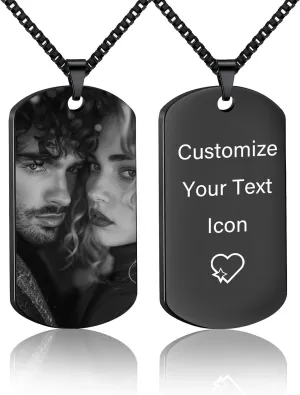 Picture Necklace Personalized Photo - Custom Engraved Text Dog Tags Necklaces, Customized Gifts for Men Women