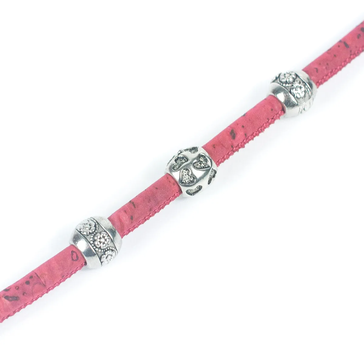 Pink Cork Cord, 5mm Round String for Jewelry Making COR-148(10 meters)