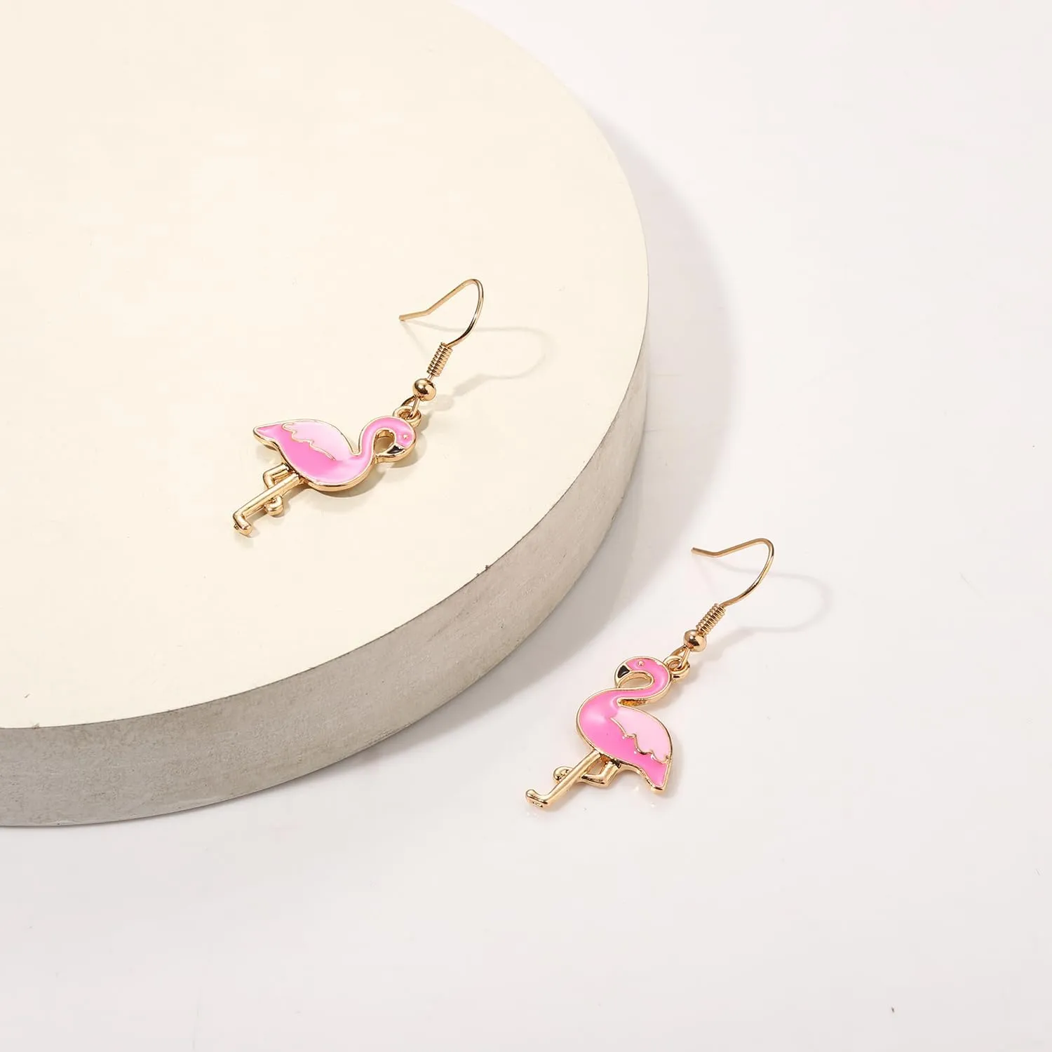 Pink Flamingo Necklace Earrings Set for Women Funny Animal Tropical Bird Choker Collar Necklaces Flamingo Dangle Earrings Hawaii Summer Beach Vacation Jewelry Set