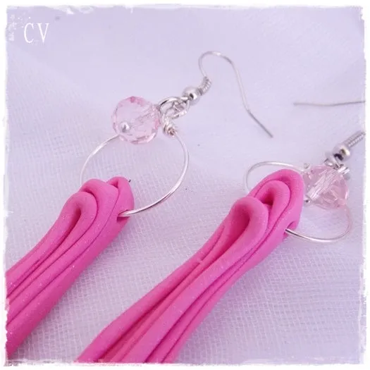 Pink Polymer Clay Earrings