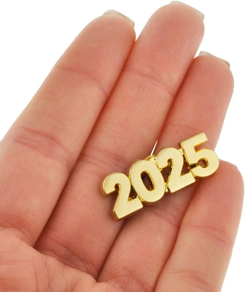 PinMart Year 2025 Gold Anniversary Graduation Cut-Out Enamel Lapel Pin
