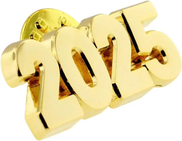PinMart Year 2025 Gold Anniversary Graduation Cut-Out Enamel Lapel Pin