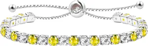 Platinum Plated Cubic Zirconia Adjustable Alternate Tennis Bracelets Trendy Jewelry Gift for Women YA4375