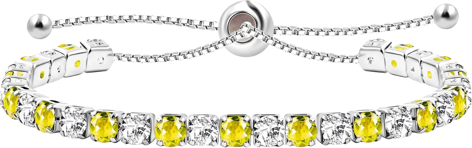 Platinum Plated Cubic Zirconia Adjustable Alternate Tennis Bracelets Trendy Jewelry Gift for Women YA4375