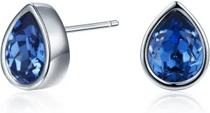 Platinum-Plated Teardrop Stud Earrings Made with Austrian Crystals for Women