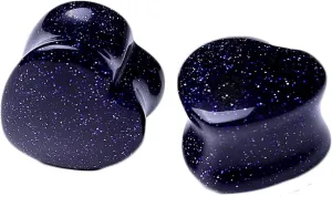 Plug Earrings, 2PCS Ear Gauges Blue Heart Stone Women and Men Ear Gauge Stretching Kit