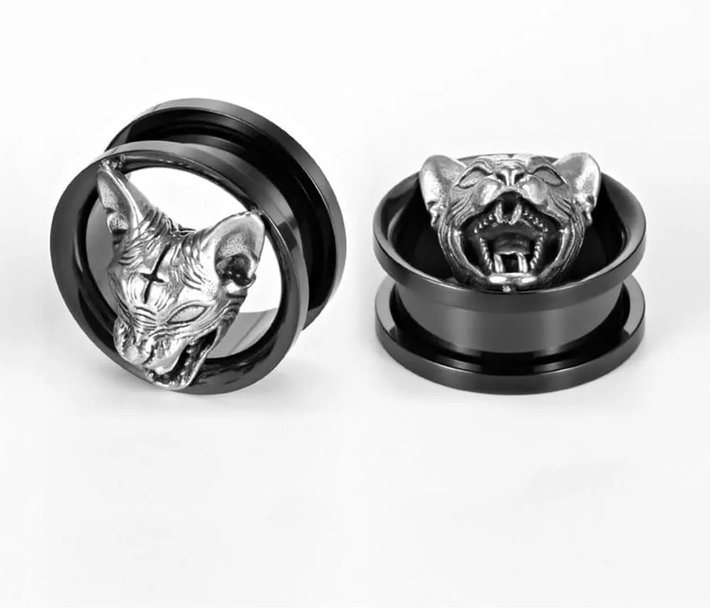Plugs For Ears,Ear Tunnels1 Pair Black Ear Gauges Piercing Screw Fit Tunnels Ear Plugs Hypoallergenic Stainless Steel Expander Earrings Jewelry