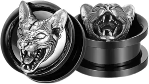 Plugs For Ears,Ear Tunnels1 Pair Black Ear Gauges Piercing Screw Fit Tunnels Ear Plugs Hypoallergenic Stainless Steel Expander Earrings Jewelry