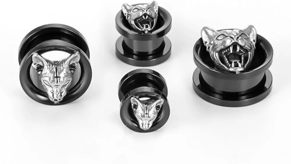 Plugs For Ears,Ear Tunnels1 Pair Black Ear Gauges Piercing Screw Fit Tunnels Ear Plugs Hypoallergenic Stainless Steel Expander Earrings Jewelry