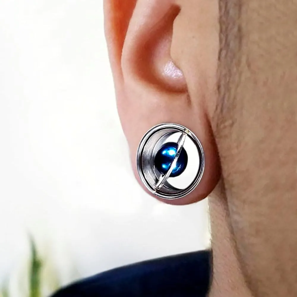 Plugs For Ears,Ear Tunnels1 Pair Blue Planet Ear Plugs Tunnels 316 Stainless Steel Ear Gauges Expander Fashion Piercing Body Jewelry
