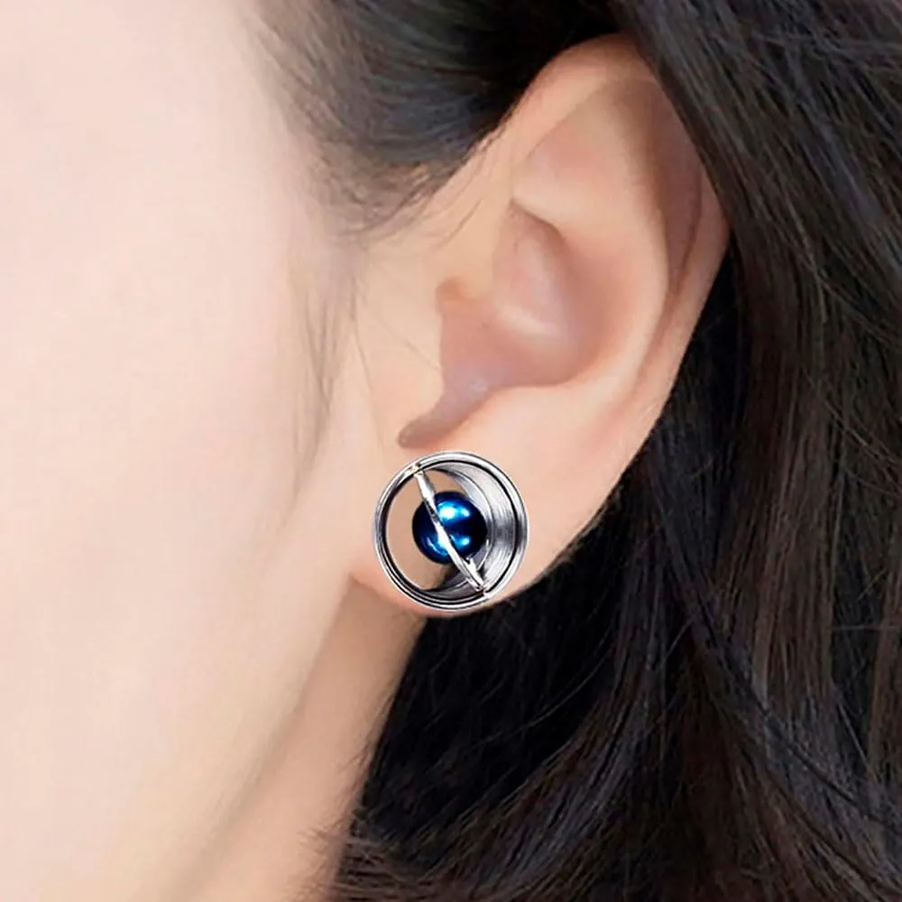 Plugs For Ears,Ear Tunnels1 Pair Blue Planet Ear Plugs Tunnels 316 Stainless Steel Ear Gauges Expander Fashion Piercing Body Jewelry
