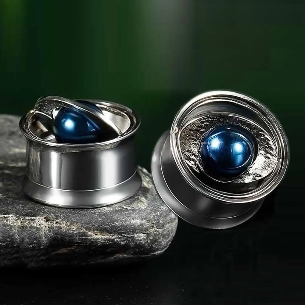 Plugs For Ears,Ear Tunnels1 Pair Blue Planet Ear Plugs Tunnels 316 Stainless Steel Ear Gauges Expander Fashion Piercing Body Jewelry