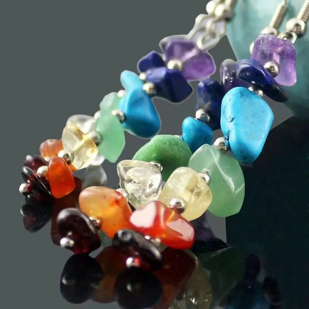 Plugs For Ears,Ear Tunnels2 PCS Handmade 7 Chakra Stones Healing Crystals Dangle Ear Plugs Tunnels 316L Stainless Steel Gauges Piercing Body Jewelry 6mm-25mm 2g-1"