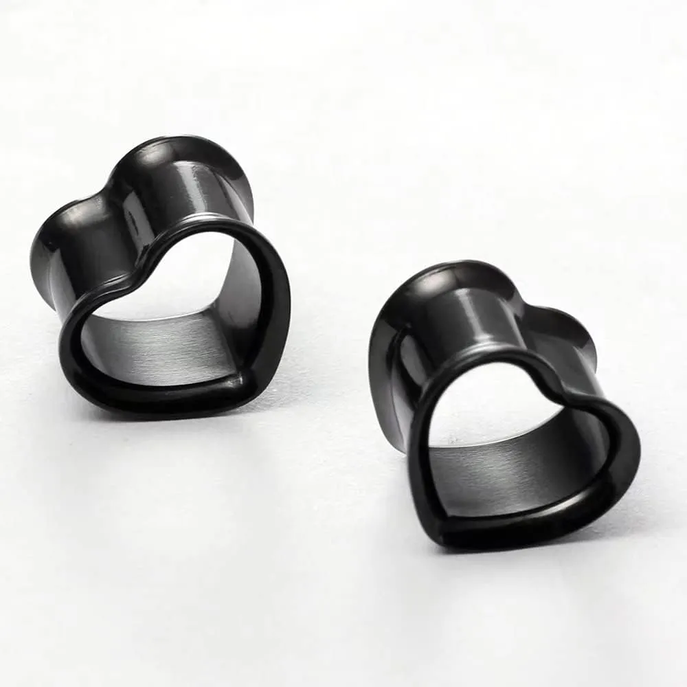 Plugs For Ears,Ear Tunnels2 PCS Heart-Shaped Tunnels Ear Stretcher 316L Stainless Steel Ear Plugs Ear Tunnels Gauges Stretcher Expander 8mm-30mm