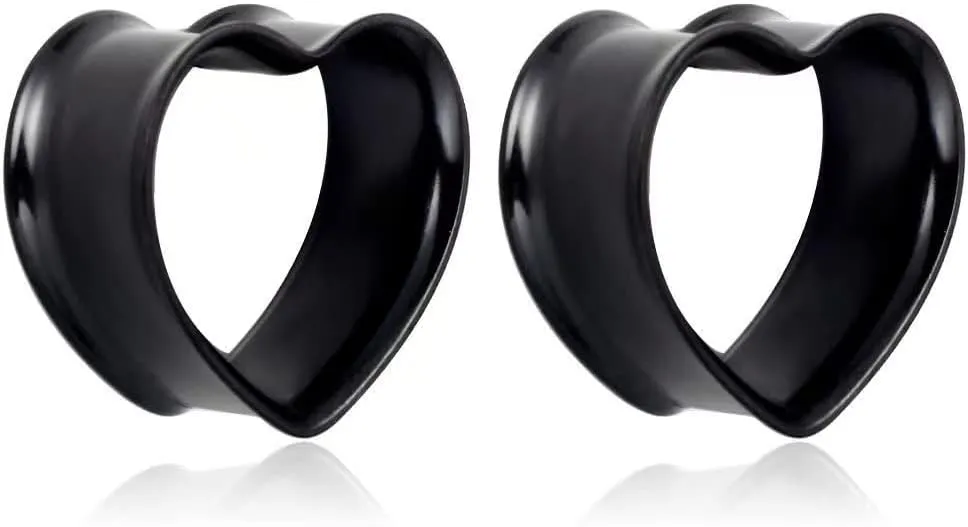 Plugs For Ears,Ear Tunnels2 PCS Heart-Shaped Tunnels Ear Stretcher 316L Stainless Steel Ear Plugs Ear Tunnels Gauges Stretcher Expander 8mm-30mm