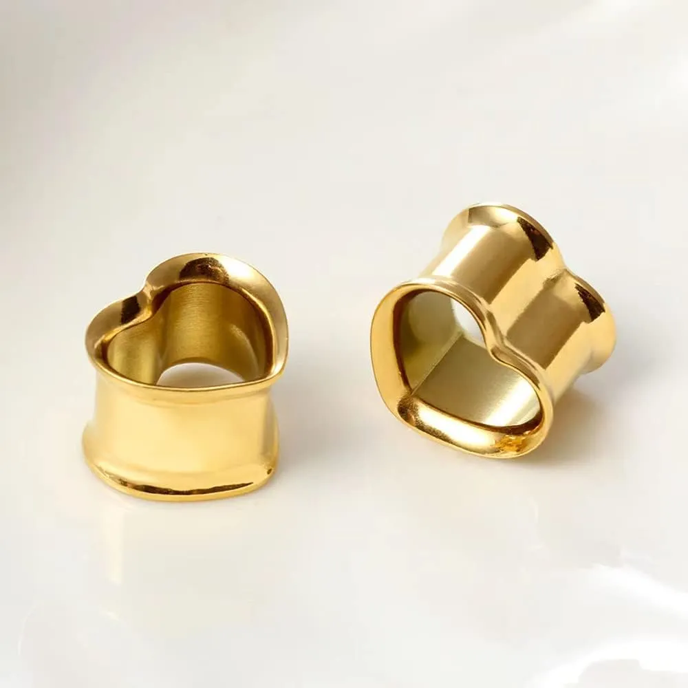 Plugs For Ears,Ear Tunnels2 PCS Heart-Shaped Tunnels Ear Stretcher 316L Stainless Steel Ear Plugs Ear Tunnels Gauges Stretcher Expander 8mm-30mm