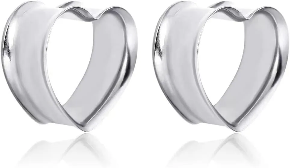 Plugs For Ears,Ear Tunnels2 PCS Heart-Shaped Tunnels Ear Stretcher 316L Stainless Steel Ear Plugs Ear Tunnels Gauges Stretcher Expander 8mm-30mm