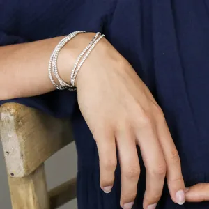 POM Silver Plated Clear Crystal Five Stack Bracelet