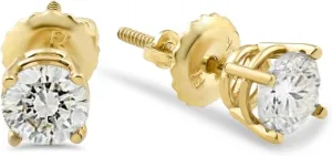Pompeii 1/4 Ct Diamond Screw Back Studs 14k Yellow Gold Lab Grown Eco Friendly (((G-H)),SI(1)-SI(2))