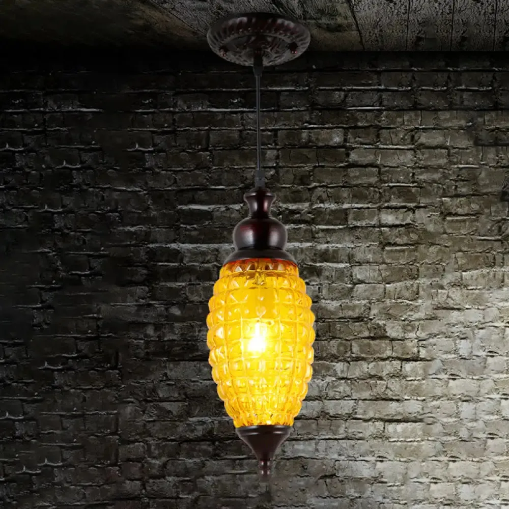 Prismatic Glass Drop Pendant Light - Elongated Pink/Yellow/Brown - Ideal for Restaurants
