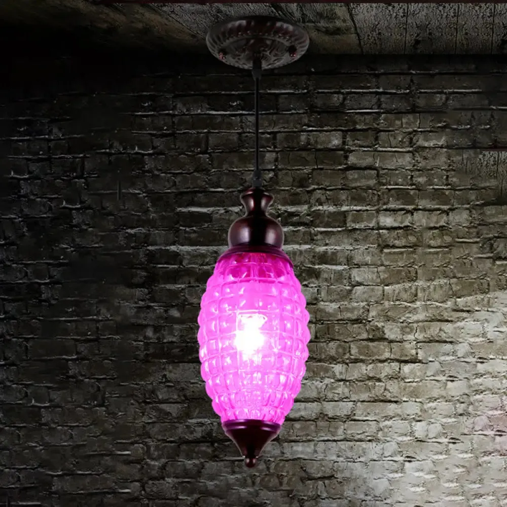 Prismatic Glass Drop Pendant Light - Elongated Pink/Yellow/Brown - Ideal for Restaurants