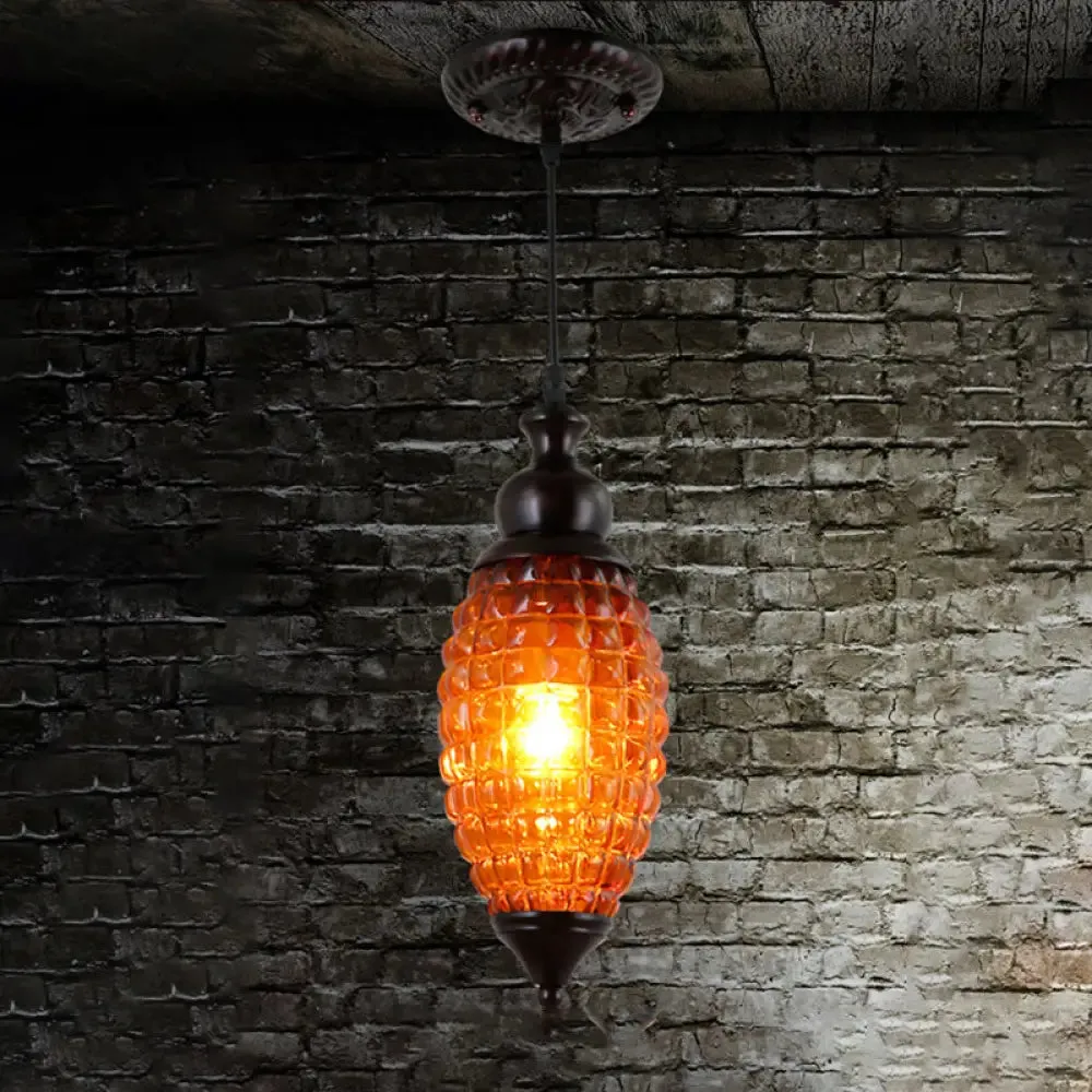 Prismatic Glass Drop Pendant Light - Elongated Pink/Yellow/Brown - Ideal for Restaurants