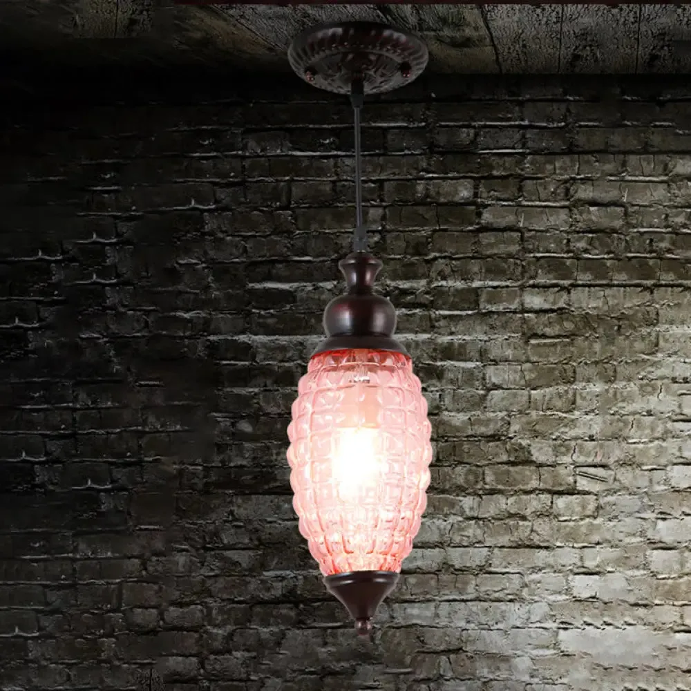 Prismatic Glass Drop Pendant Light - Elongated Pink/Yellow/Brown - Ideal for Restaurants