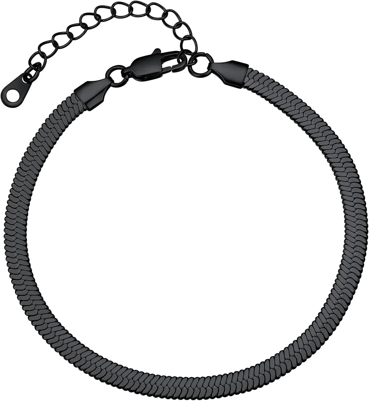 PROSTEEL 316L Stainless Steel Herringbone Flat Chain Bracelets/Anklets, Beautiful Summer Jewelry, Black/Yellow Gold/Rose Gold Plated, 6.3inch/8.5inch Adjustable, Come Box