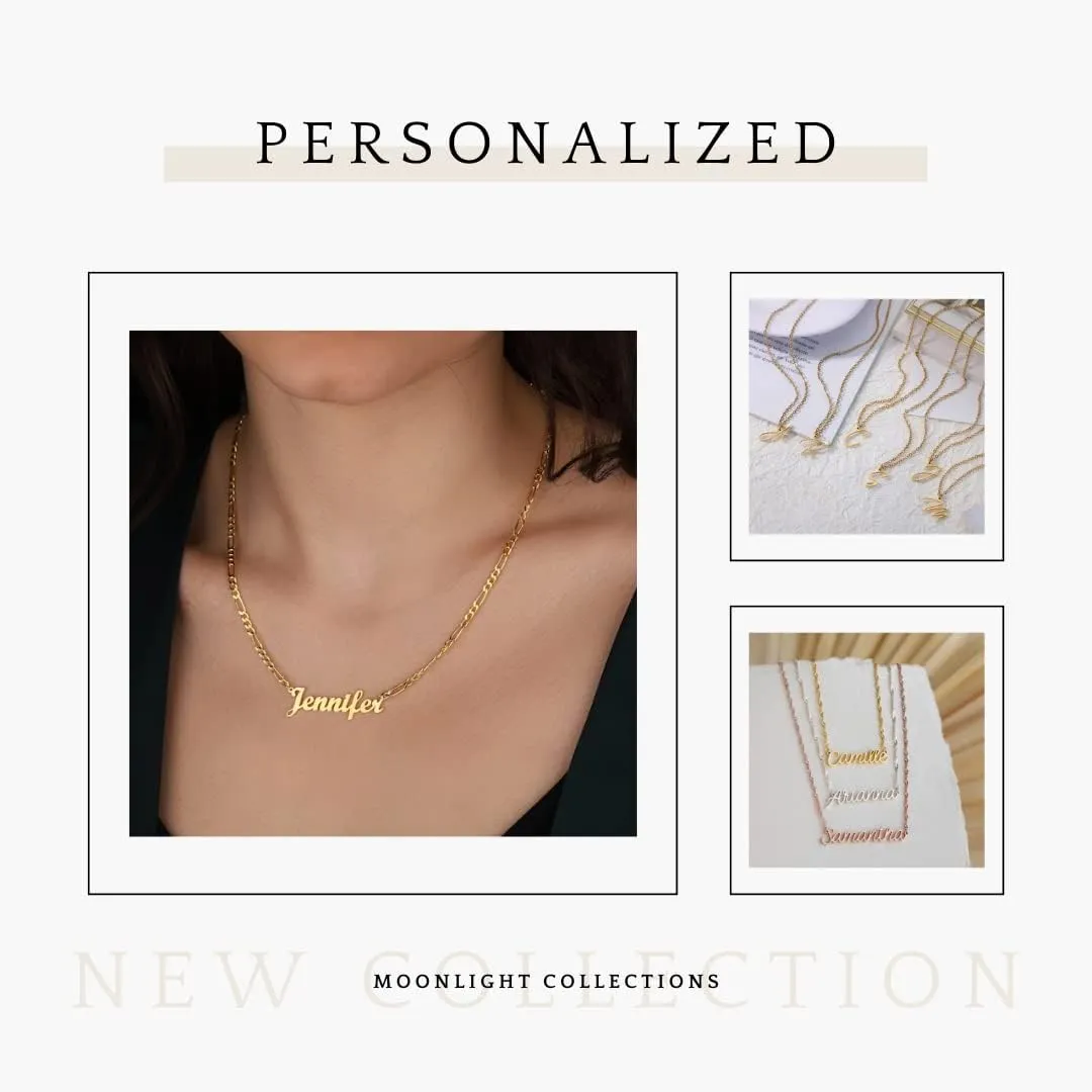 Pugster Custom Name Necklace Customizable Name Necklace for Women Name Plate Necklaces with Names