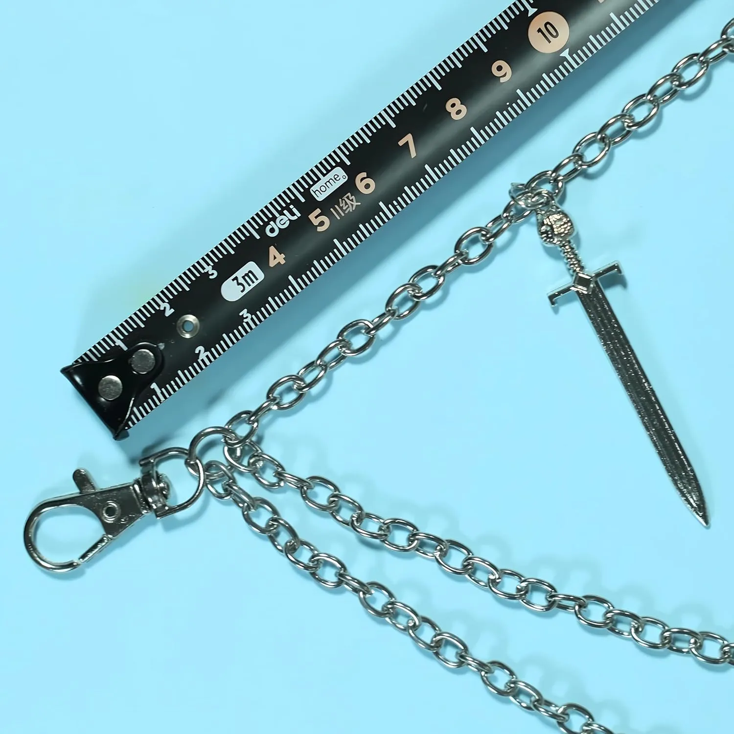 Punk Pants Chain,Gothic Goth Hip Hop Rivet Charm Layered Wallet and Jeans Link Chain, Vintage Rock Jewelry for Men and Women