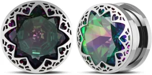 PUNKYOUTH 2PCS Surgical Steel 316L Gem Screw Fit Tunnels Elegant Ear Expander Stretching Plugs Gauge Women Body Piercing Jewelry