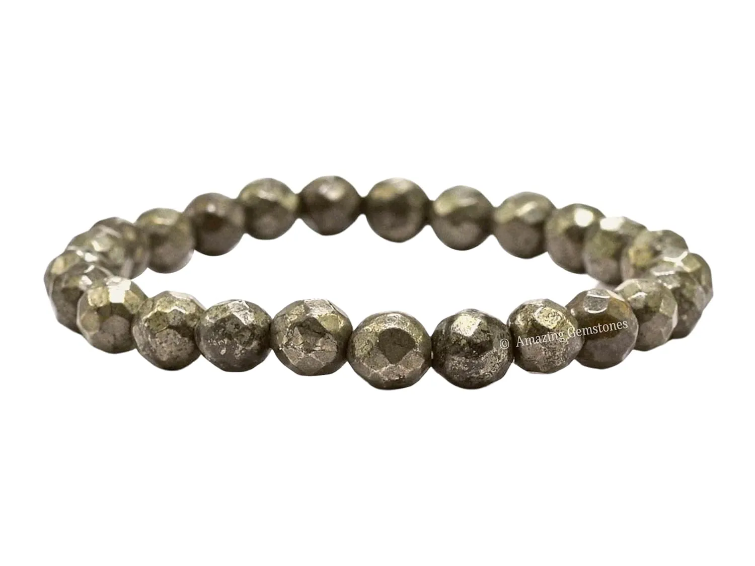 Pyrite Bracelet for Women - Chakra Mens Bracelet Protection Crystals and Healing Stones - Blessing Bracelet Spiritual Meditation Gift Christmas Stocking Stuffers (Faceted Beaded Bracelet)