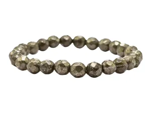 Pyrite Bracelet for Women - Chakra Mens Bracelet Protection Crystals and Healing Stones - Blessing Bracelet Spiritual Meditation Gift Christmas Stocking Stuffers (Faceted Beaded Bracelet)