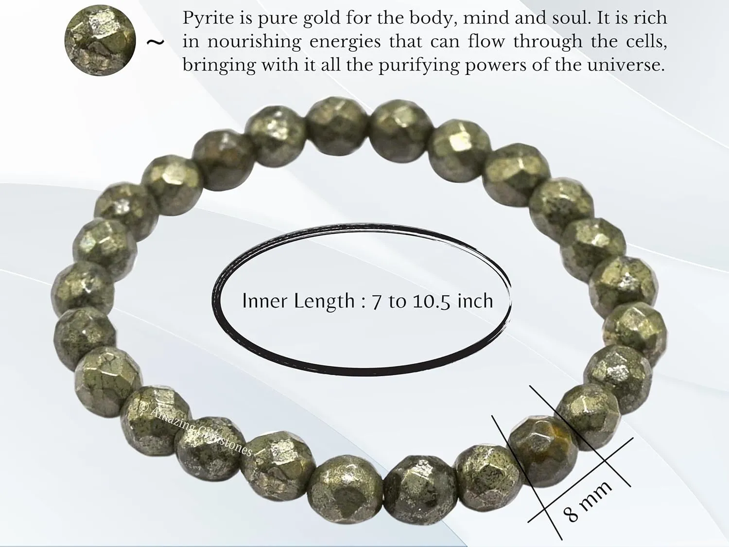 Pyrite Bracelet for Women - Chakra Mens Bracelet Protection Crystals and Healing Stones - Blessing Bracelet Spiritual Meditation Gift Christmas Stocking Stuffers (Faceted Beaded Bracelet)