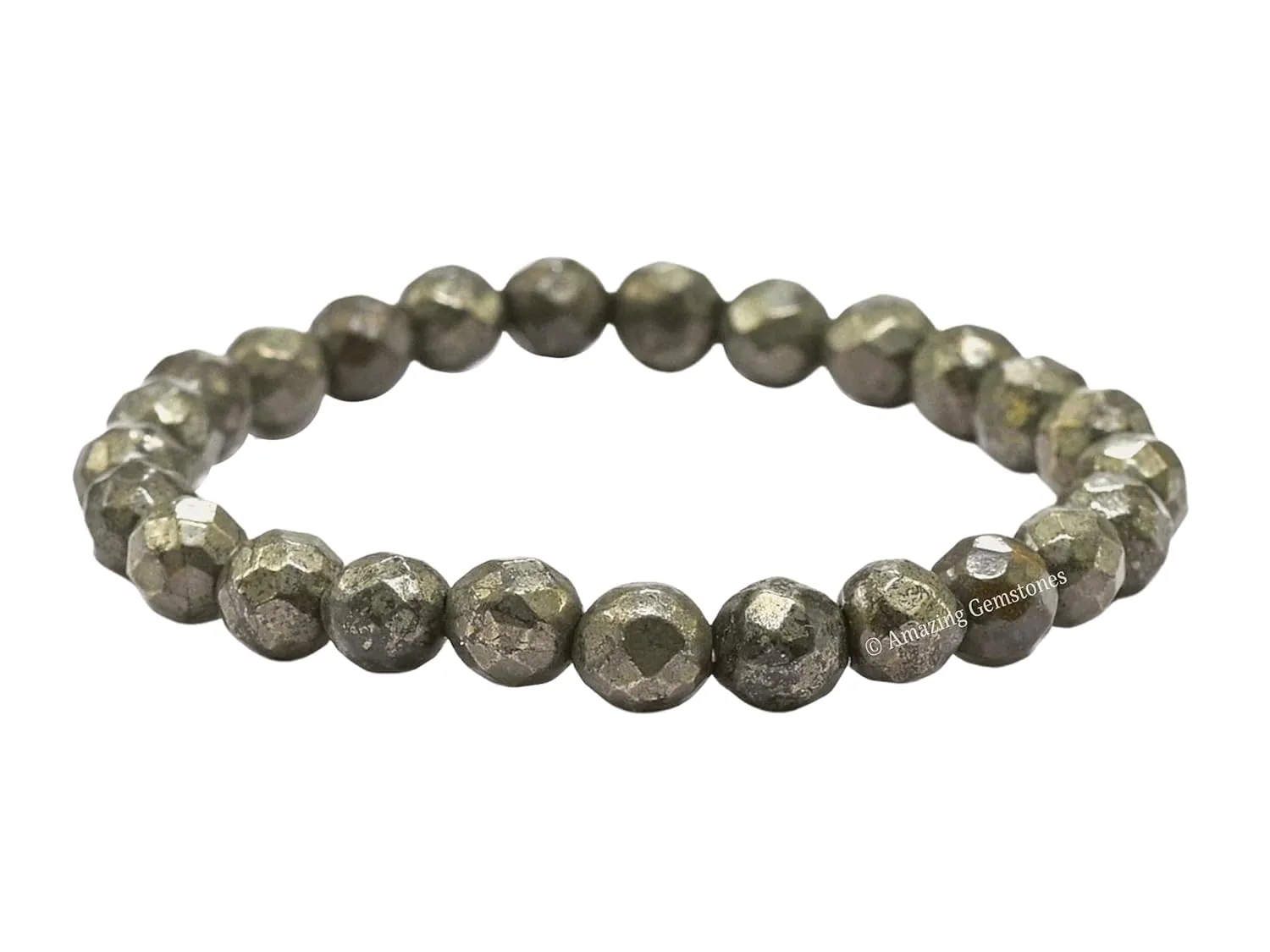 Pyrite Bracelet for Women - Chakra Mens Bracelet Protection Crystals and Healing Stones - Blessing Bracelet Spiritual Meditation Gift Christmas Stocking Stuffers (Faceted Beaded Bracelet)