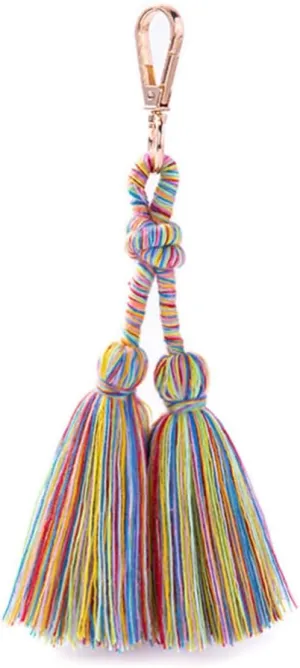 QTMY Colorful Tassel Bag Charm for Women,Layered Tassel Keychain Keyring Purse Handbag Decor Pendant (11)