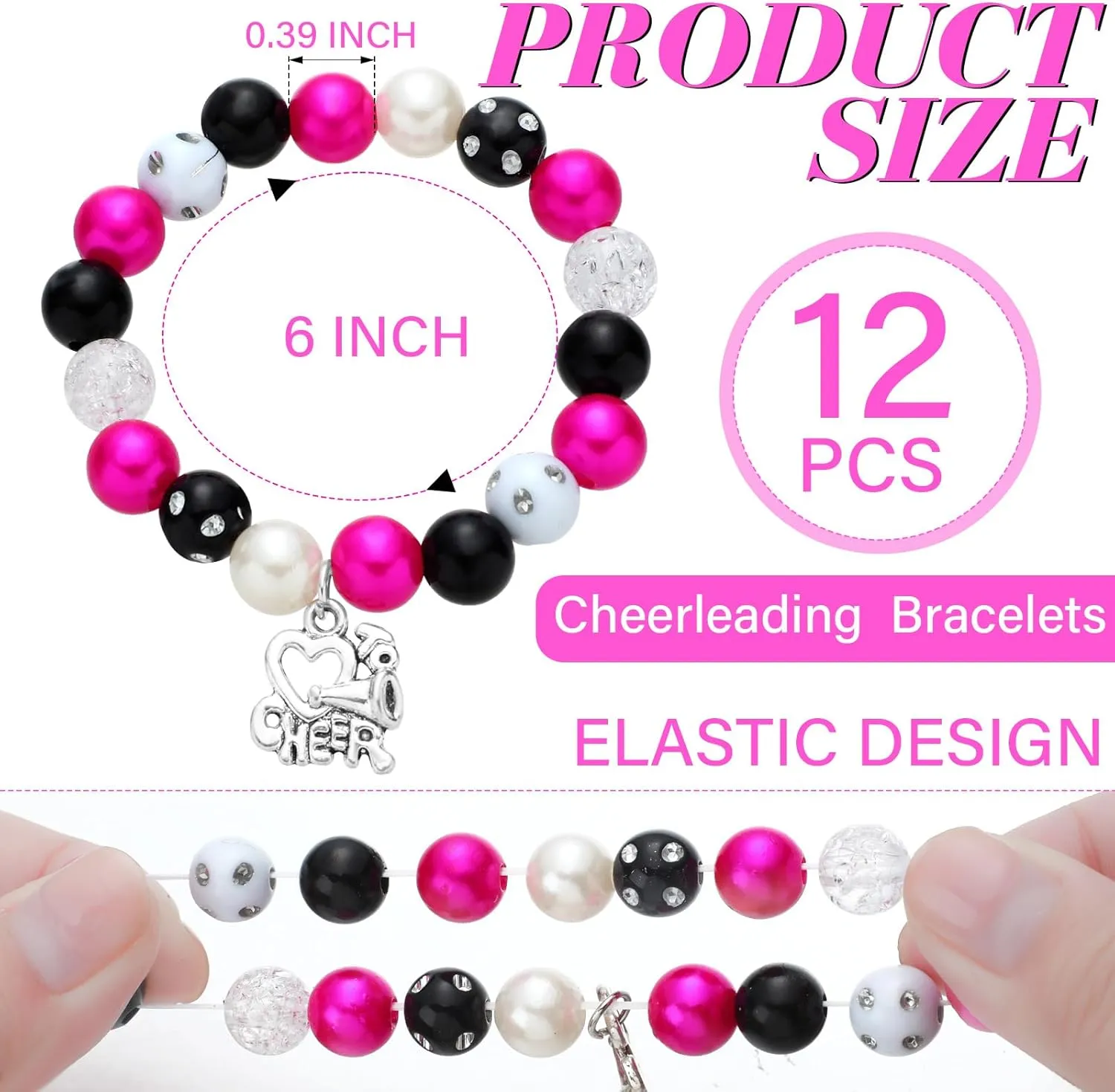 Quelay 12 Pcs Cheer Bracelet Cheerleader Gifts Cheerleading Charm Bracelet Bulk Cheer Jewelry for Cheerleaders Coaches or Team