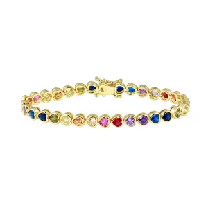 Rainbow CZ Bezel Heart Tennis Bracelet