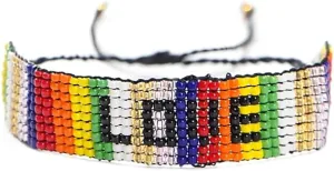 Rainbow Handmade Love Surfer Beaded Bracelets for Women Men Waterproof Adjustable Braided Style Rope Bangle Best Friendship Summer Mothers Day Jewelry Gift