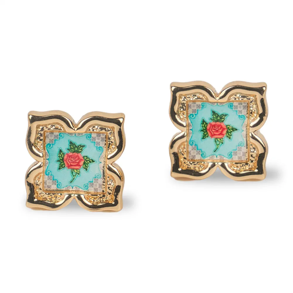 [Rare Bird Collection] Peranakan Floral Stud - Turquoise