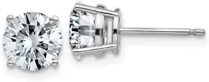 Real 14k White Gold 1.25ct. 5.5mm Round Moissanite 4-Prong Basket Post Studs Earrings