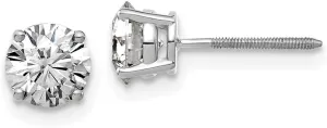 Real 14k White Gold 1.25ct. 5.5mm Round Moissanite 4-Prong Basket Screw Back Studs Earrings