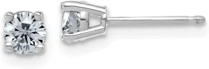 Real 14k White Gold 1/2ct. 4 Prong 4mm Colorless Moissanite Studs Earrings