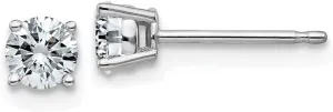 Real 14k White Gold 1/2ct. 4mm Round Moissanite 4-Prong Basket Post Studs Earrings