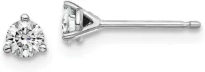 Real 14k White Gold 1/3ct. 3.5mm Round Moissanite 3-Prong Post Studs Earrings
