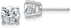 Real 14k White Gold 1.75ct. 4 Prong 6mm Colorless Moissanite Studs Earrings