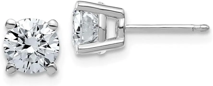 Real 14k White Gold 1.75ct. 4 Prong 6mm Colorless Moissanite Studs Earrings